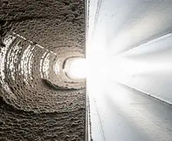 air duct cleaning services showing interior duct system inspection and cleaning in Detroit, MI